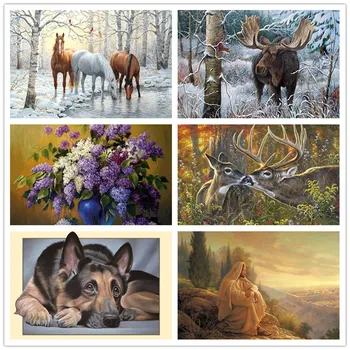 

5D Diamond Painting Embroidery Handicrafts DIY Diamond Embroidery Mosaic Gift Fluffy Chinchilla Purple White Flowers Diamond