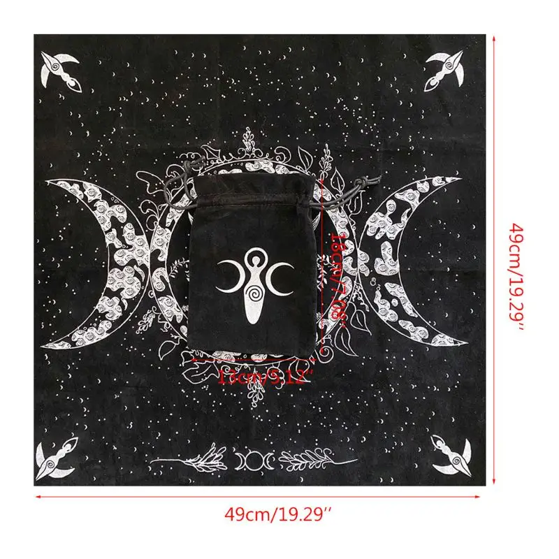 

Altar Tarot Cloth Triple Goddess Moon Phases Astrology Tarot Tablecloth 19\"Ã—19\" Board Game Vintage Card Pad