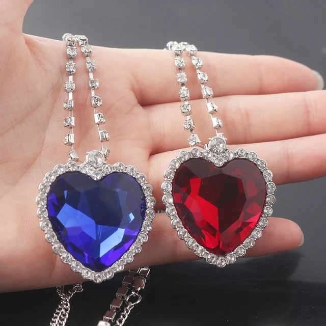 Blau Rot Titanic Herz Der Ozean Halsketten Fur Frauen Romantische Kristall Kette Anhanger Halsketten Valentinstag Schmuck Geschenk Pendants Aliexpress