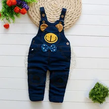 Г. Весенне-осенние джинсовые брюки в Корейском стиле на подтяжках с рисунком медведя для маленьких детей Детская одежда