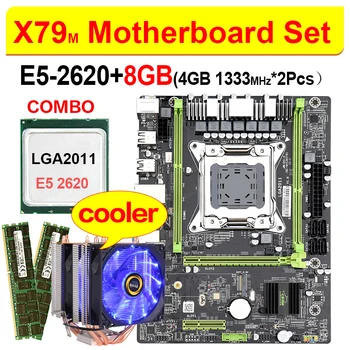 Placa base X79 m con Xeon E5 2620 LGA 2011, 2x4GB = 8GB, 1600MHz, DDR3, ECC, REG de memoria, juego de enfriador de ventilador doble