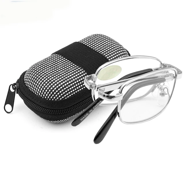 Hot Foldable Clear Men Women Reading Glasses Grid Case with Belt Clip Presbyopic Ultra-light TR Magnifying Glasses +1.0~4.0