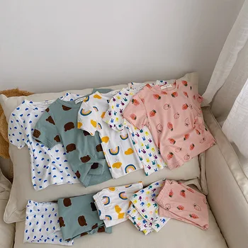 

Children Cartoon Bear Rainbow Love Pajamas Set Kids Pajamas Cotton Boy Girl Pyjamas Pijama Infantil Child Sleepwear Clothes Set