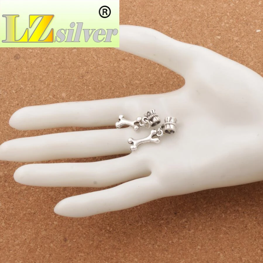 Dog Food Bone Charm Beads 8.6x30mm 100pcs Zinc Alloy Fit European Bracelets Jewelry DIY B202