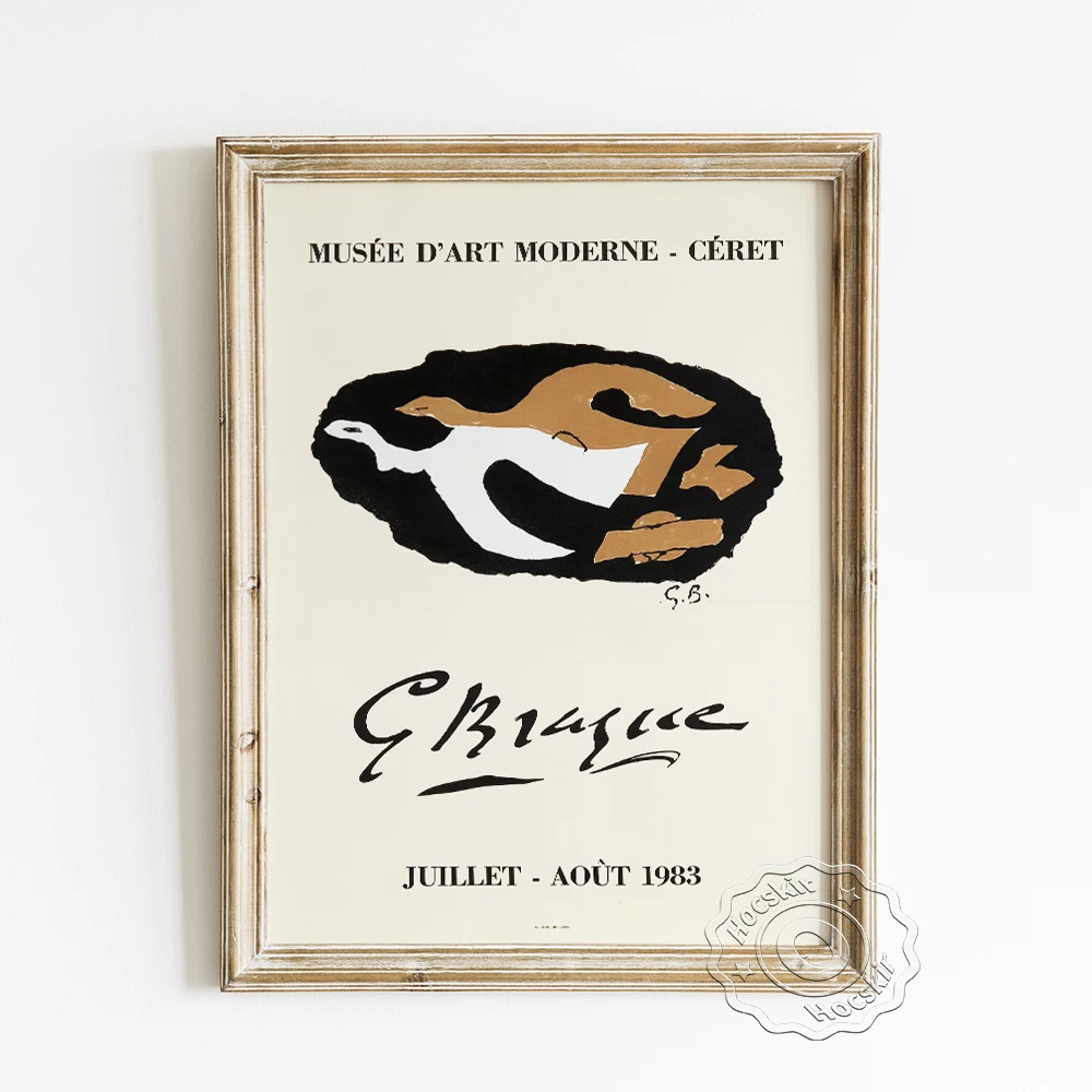 

Georges Braque Exhibition Fauvism Museum Poster, Abstract Birds Canvas Painting, Gallery Irregular Pattern Art Pritns Decoration