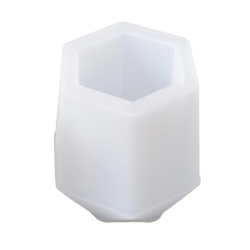 

Crystal Epoxy Resin Mold Hexagon Pen Holder Silicone Mould DIY Crafts Storage Container Making Tool