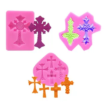 

3Pcs Cross Shape Cake Fondant Mold,Baptism Cake/Cupcake Decoration Supplies Clay Mold Candy Silicone Mold Chocolate Mold