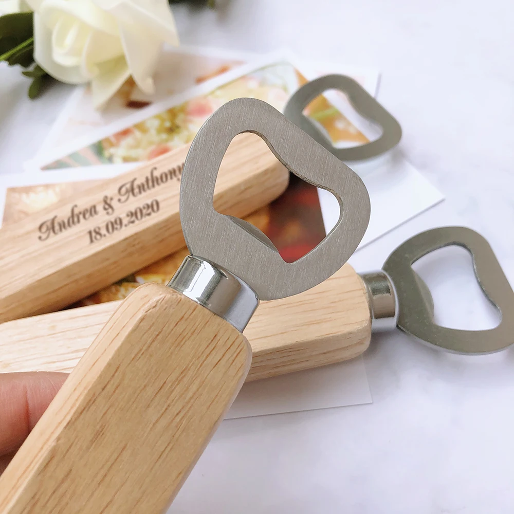 Wedding Favor Engraved Wood Bottle Openers 10pcs Wedding Party Souvenir Beer Opener Gifts beer bottle opener keychains wedding party favors