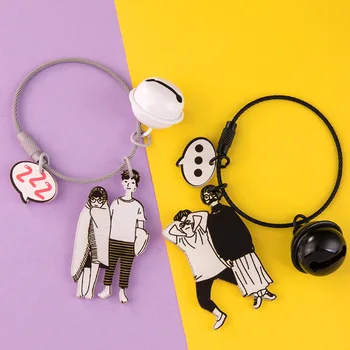 

Sweet Heart Couple Keychains Simple Love Lovers Key Chain Children Bag Pendant Keyring Gifts Student Lovers Gift