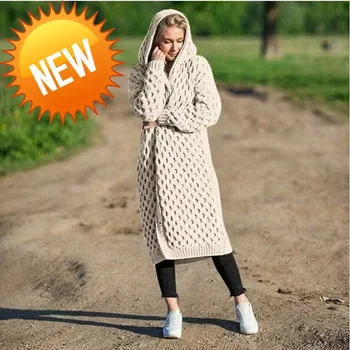 

Sweater Winter Women 2020 Warm Knitted Long Sweater Hooded Cardigan Plus Size Sweater Wool Thick Long Cardigan