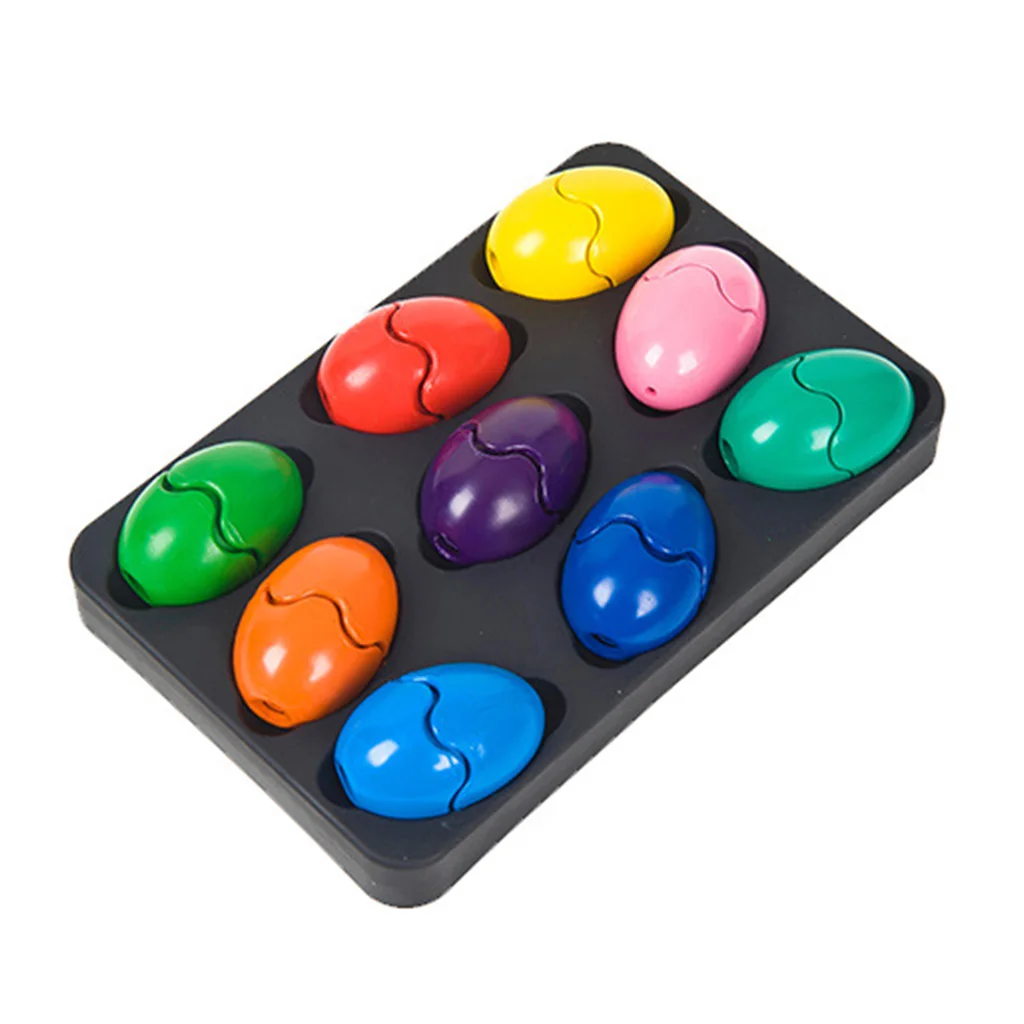 

9 Pcs/Box 3D Safe Colorful Hollow Egg Crayons Set For Kids Children Boy Girl DIY Drawing Graffiti Tool Kit Drop Ship Support