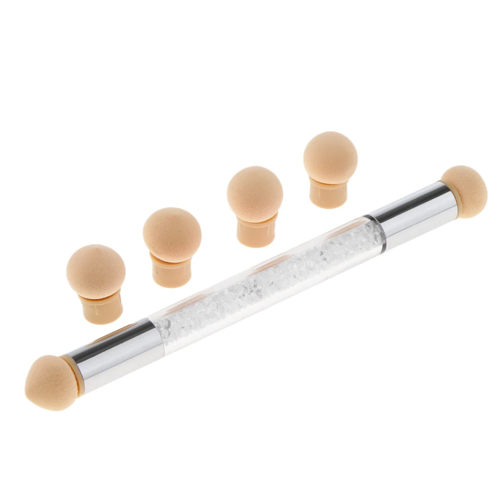 Set Glitter Powder Painting Dotting Gradient Pen Brush + 6 Sponge Heads Set