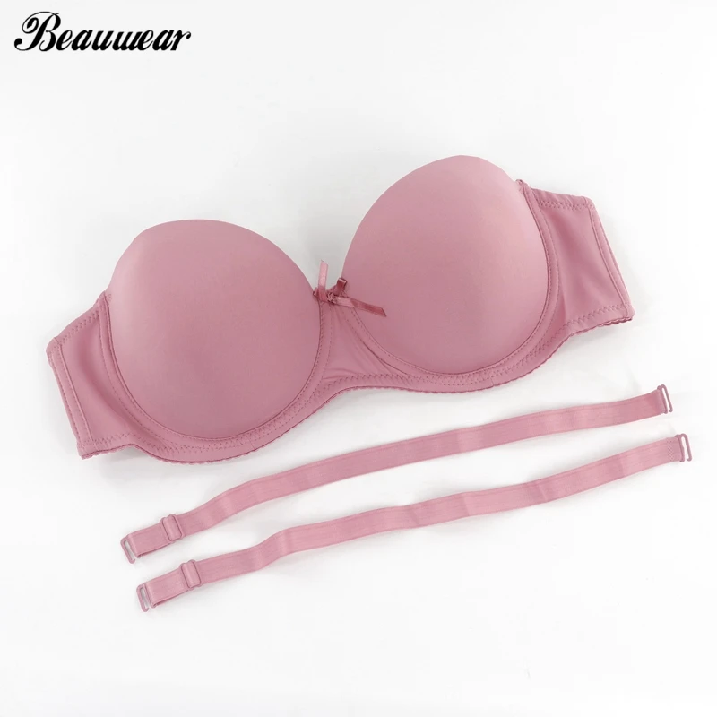  Beauwear Sexy D DD E Cup Mold Cup Bras for Women Soft Lingerie Top Comfort Fit Strapless with Silic