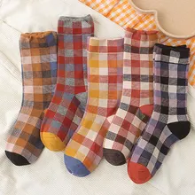 Теплые носки толстые кашемировые носки женские теплые Morandi клетчатые носки впитывающие пот дышащие носки