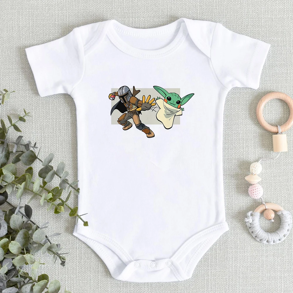 

Fashion Hot Sale Newborn Bodysuit Short Sleeve Mandalorian Harajuku Graphic Jumpsuit Printed Pretty Baby Romper