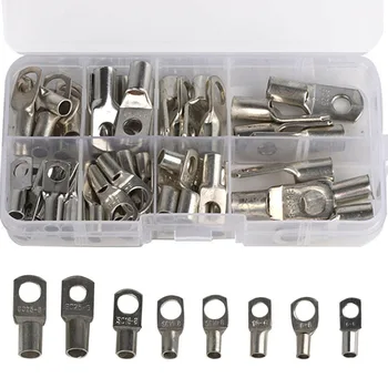 

60Pcs Copper Tube Terminals Hardware Accessories Battery Welding Cable Lug Connectors Kit Tinned Copper Fixed Wire Terminal