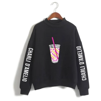 

Ice Coffee Splatte High Collar Sweatshirt Charli D'amelio Cyber Celebrity Dancer Harajuku Cool Girl Women/men Casual Turtlenecks