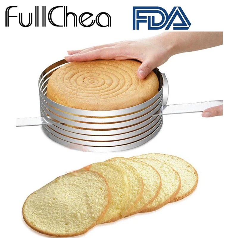 

FullChea Baking Accessoires Stainless Steel Cake Ring Adjustable FullChea40 Device Mold Cakes Slicer Cutter Layer Cut Cake Ring
