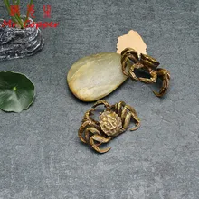 Antique Bronze Small Crab Statue Tea Pet Ornament Pure Brass Solid Animal Miniature Figurine Vintage Home Decoration Accessories 