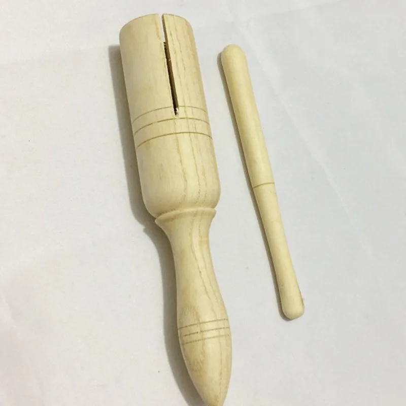 Wooden Musical Instrument for Children Kid Toys Sound Tube Small Single-threaded Ring Percussion Cylinder Croak Frog Barrel