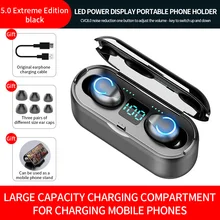 Беспроводные наушники Bluetooth 5,0 F9 TWS, беспроводные Bluetooth наушники, светодиодный дисплей, 2000 мАч, внешний аккумулятор, игровая гарнитура с микрофоном