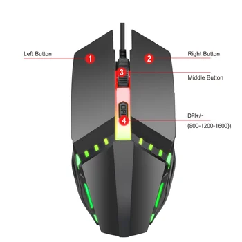 

Optical Wired Gaming Mouse Professional Colorful Backlight Gamer Mice For Computer Laptop Desktop PC1600DPI