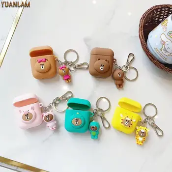 

Bluetooth Wireless Bear Earphone Case For AirPods Case Silicone Cartoon Cover Accessories for Apple Airpods 2 Box with key chain