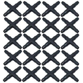 

KESLA 10PCS 1/4'' Barb Cross Barbed Connector for 4mm Micro Tubing for 4/7mm PVC Hose Garden Irrigation Hose Joint Adapter