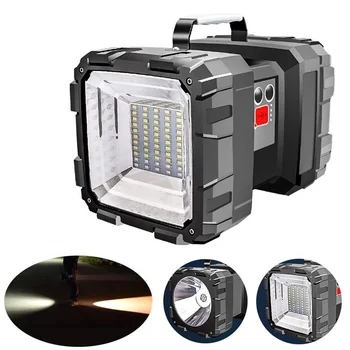 

Super Bright LED Spotlight Double Head Flashlight Rechargeable Portable Waterproof USB Searchlight Outdoor Fishing flash lights