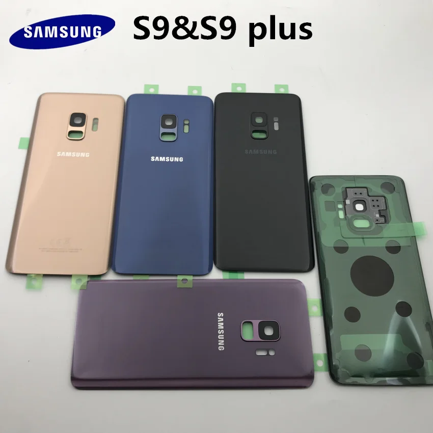 

original Samsung Galaxy S9 G960 plus G965 Battery Back Cover Door Housing+ear Camera Glass Lens Frame Replacement Repair Parts