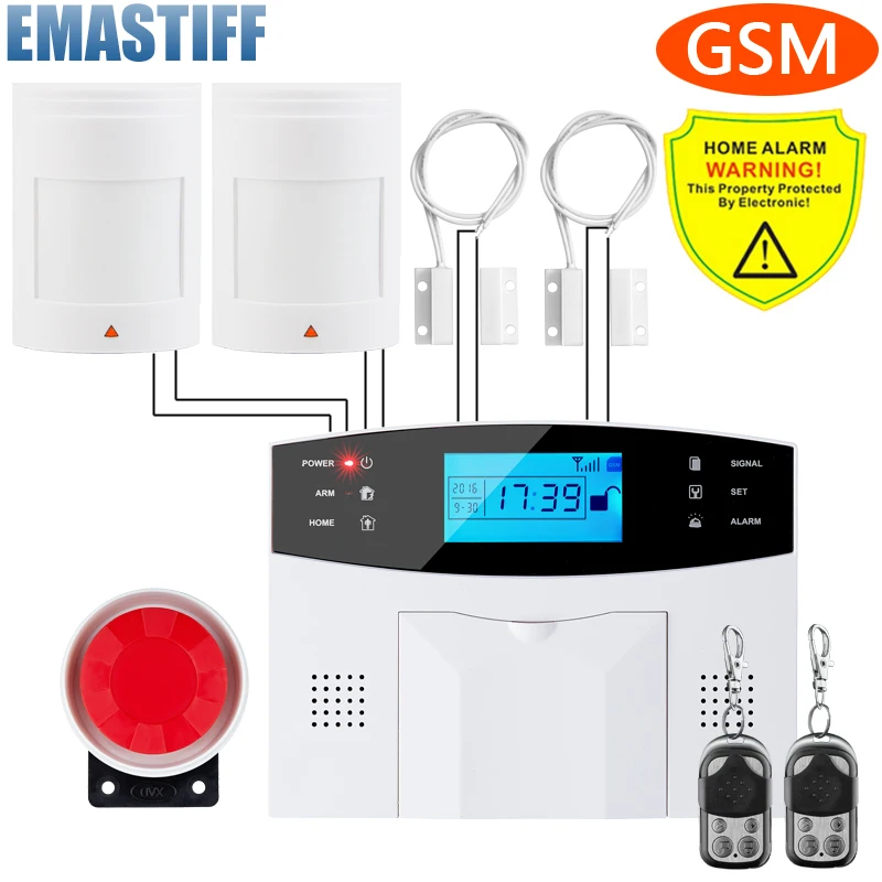 M2B Wired & Wireless GSM Home Burglar Security Alarm System 433MHz support G2B Spanish English Russian Voice Intercom Language security system security alarm wireless alarm