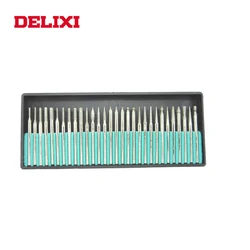 DELIXI – boîte à aiguilles de meulage diamant 3mm, tête de meulage électrique, accessoires de meulage pour la sculpture sur bois de Jade 30 pièces 
