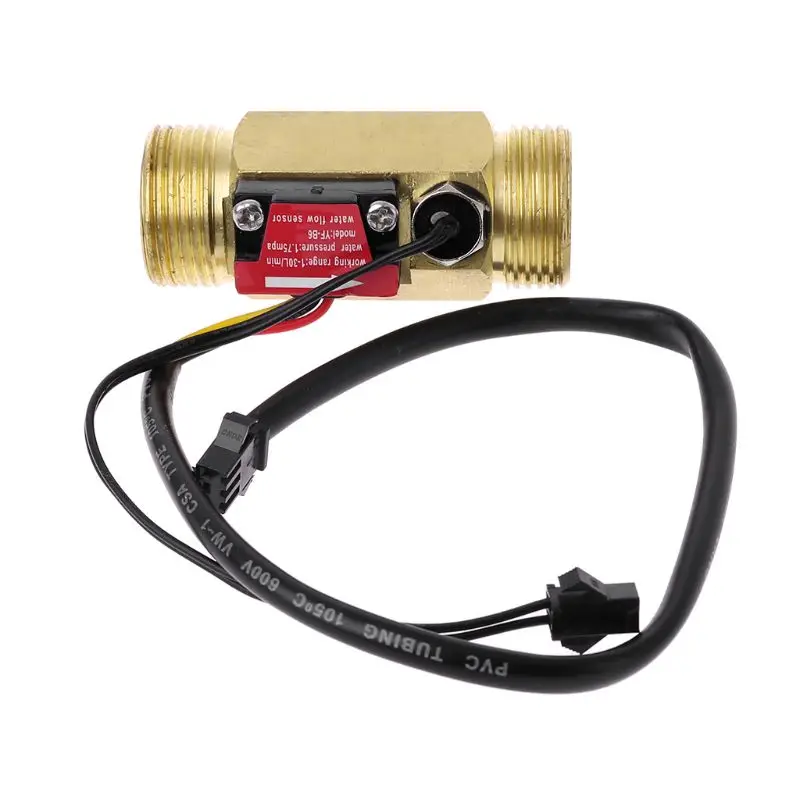 Flow Sensor G3/4" G1/2" Water Flow Switch With Temperature Detection For Turbine Liquid Sensor Copper Shell Hall Meters