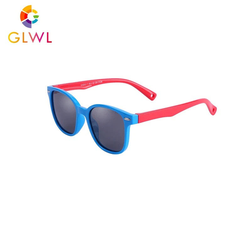 GLWL1909-2B GLWL детские солнцезащитные очки, Детские поляризованные очки с квадратными линзами для мальчиков, силиконовые детские зеркальные очки, дизайнерские маленькие детские очки для мальчиков - Цвет линз: GLWL1909-2B