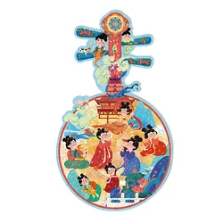 Novo quebra cabeça colorido 100 pçs lua piano forma alienígena jigsaw chinês tradição festival iluminação tendência nacional presente crianças