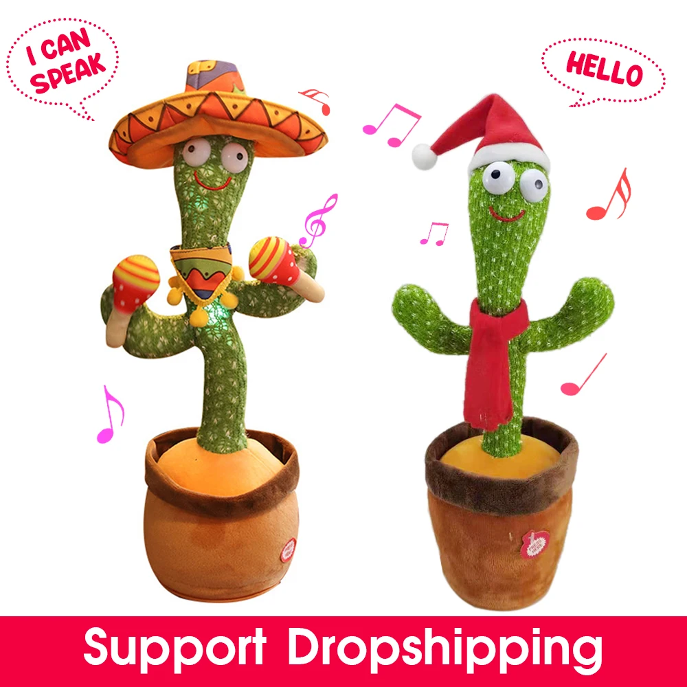 Electronic Shake Dancing Cactus Doll 120 English Songs Talking Speaker Record Repeat Twisting Plush Toys | Дом и сад