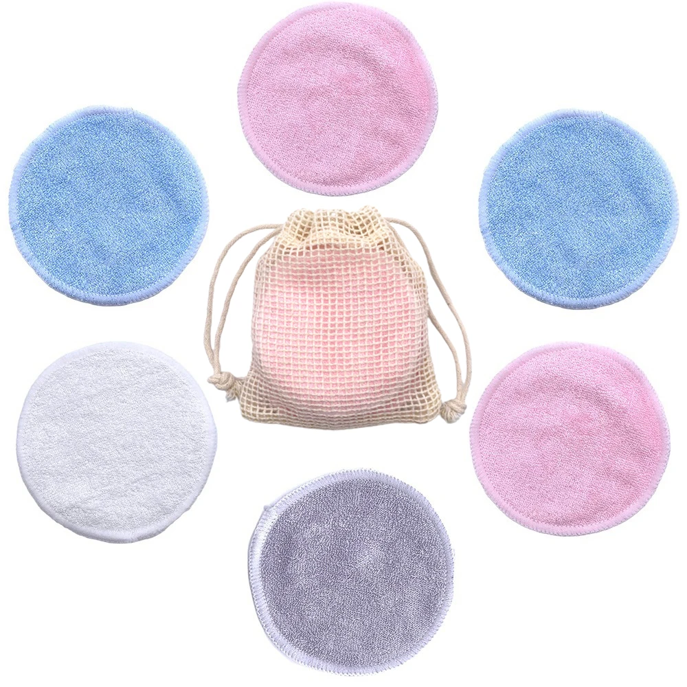 10pcs Makeup Remover Pads Reusable Bamboo Fiber Washable Rounds Cotton Pads Makeup Cleansing