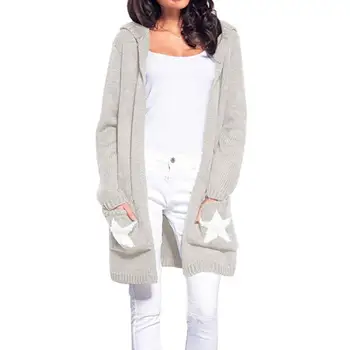 

2019 Women Winter Hooded Coat Fashion Ladies Thick Knitted Cardigan Oversize Loose Warm Sweater Coat