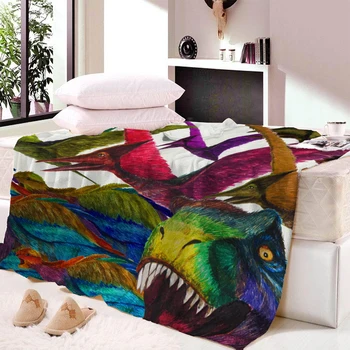

Nap blanket Super Soft Cartoon dinosaur Velvet Plush Throw Blanket Art Blanket for Children BeachTowel Throw Travel
