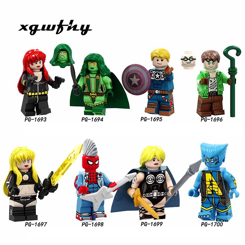 

Single sales Superhero Avengers Black Widow Captain America Punk Spider-Man Valkyrie Building Blocks Children's Toys Gifts JM141