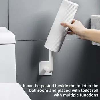 

2PCS Multifunction Toilet Roll Paper Roll Holder Towel Hanger Rack Bathroom Door Hanging Organizer Storage Hook Holder Modern