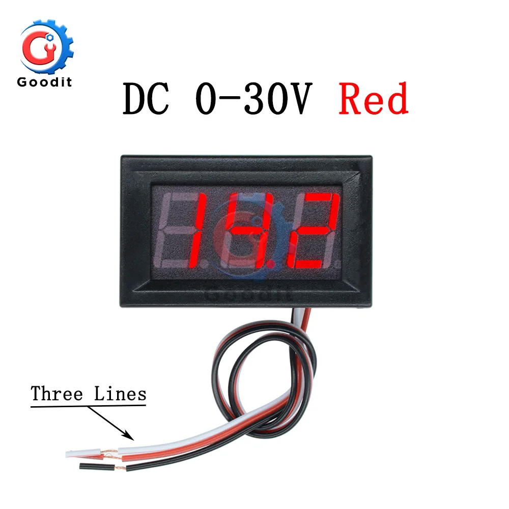 DC 0-30V Red Мини цифровой вольтметр постоянного тока 4,5 в до 30 в цифровой вольтметр напряжение Панель метр для 6 в 12 В 24 в вольтметр Для электромобиля или мотоцикла автомобиля 0,56'' - Цвет: DC 0-30V Red