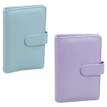 

A6 PU Leather Notebook Binder with netic Buckle,Refillable 6 Round Ring Binder Cover for A6 Filler Paper