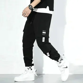 

2020 Streetwear Joggers Hip Hop Trousers Men Big Pocket Black Harem Pants Men Clothing Fashions Elastic Waist Korean Style Pants
