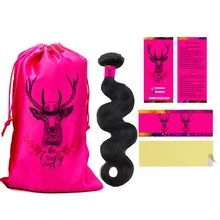 Роскошные волосы девственницы Связки Расширения упаковки белые атласные сумки, комплект оберточные наклейки этикетки, упаковка наклейки-покрытие