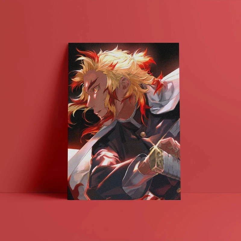 

HD Home Decor Painting Canvas Print Kyojuro Rengoku Kimetsu No Yaiba Posters Modern Wall Art Modular Picture Bedroom Background