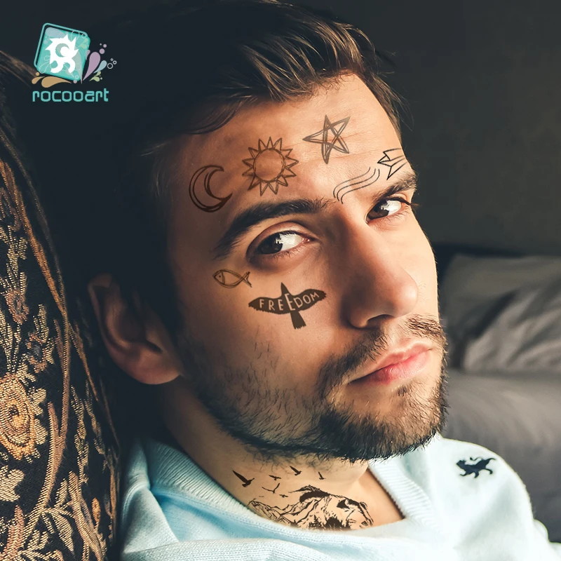 Big Size 21x15cm Malone Tattoo Bull Head Face Sticker Men Neck Hand Back Cool Body Art Temporary Tattoo Sword Letter Fake Tatoo Temporary Tattoos Aliexpress