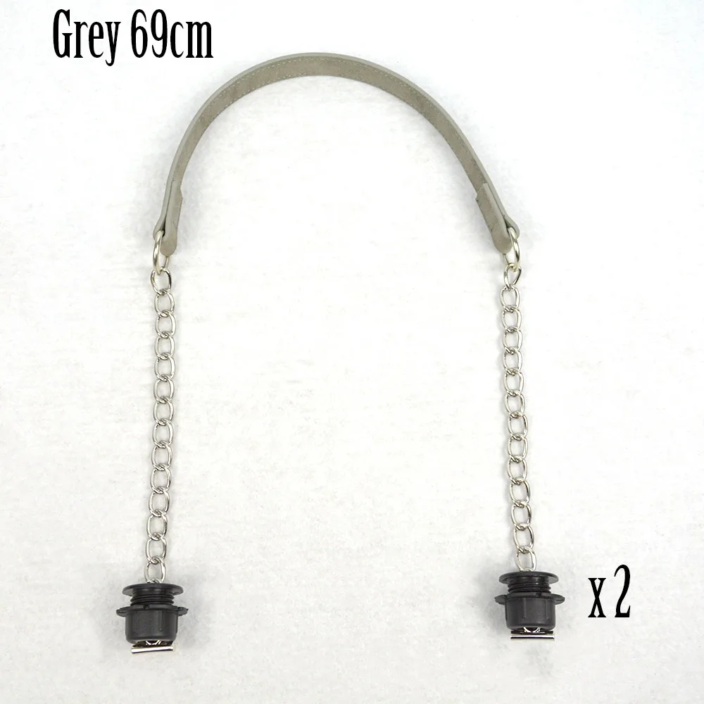 grey Новинка 1 пара сапоги из нубука на плоской подошве серебристого цвета со шнуровкой низкий толстый каблук тонкие цепи с застежка от черные винты для Obag O ручки для сумок для Для женщин сумка - Цвет: grey
