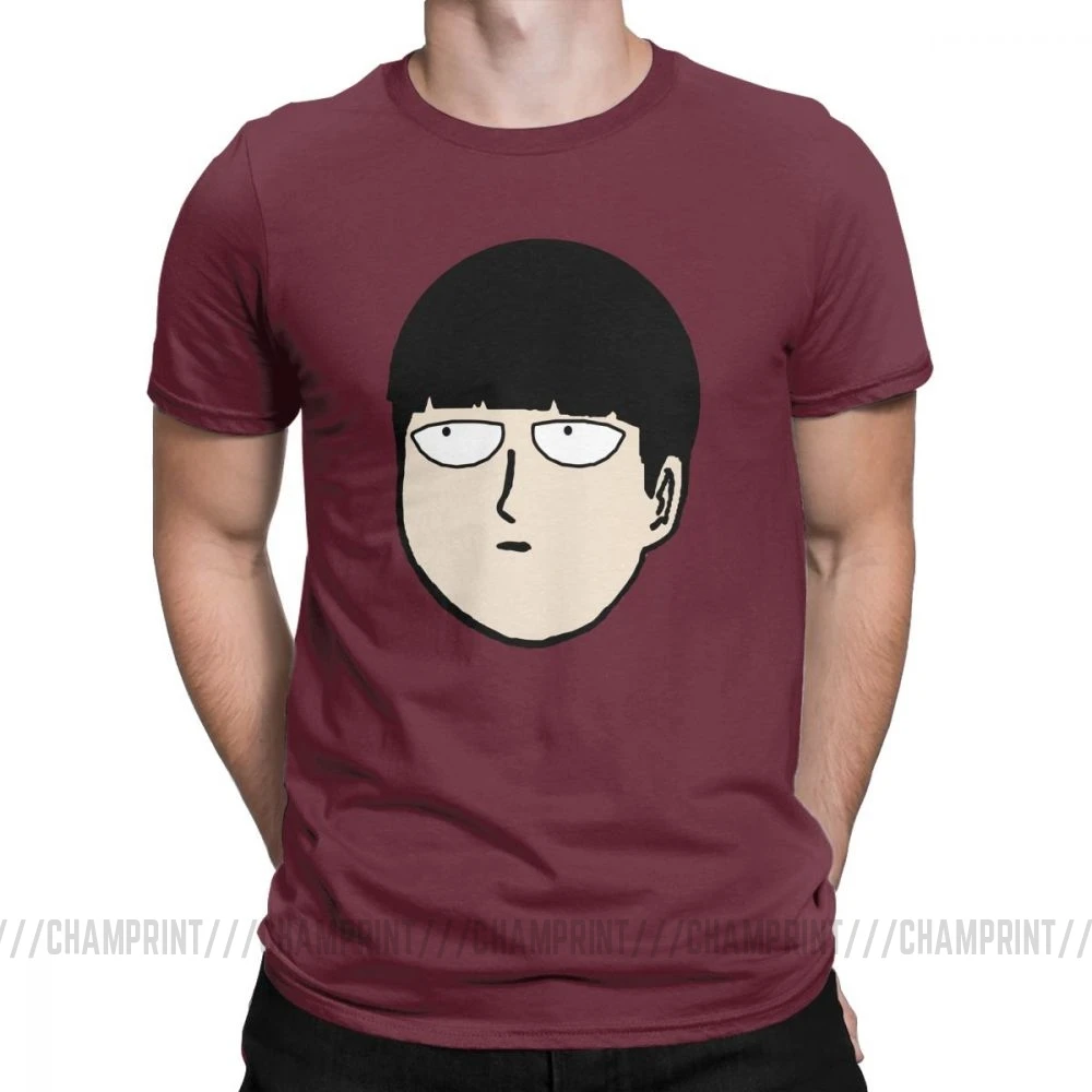 Mob Psycho 100, мужские футболки из чистого хлопка, креативная футболка с круглым воротником, футболки с коротким рукавом, одежда в подарок - Цвет: Бургундия
