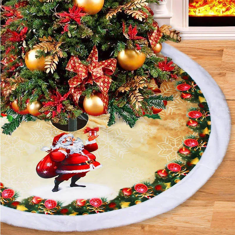 

Christmas Tree Skirts Fur Carpet Santa Claus Snowman Reindeer Decoration For Home Natal Natal Tree Skirts New Year Decoration